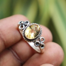 Citrine Femme Bague 925 Argent