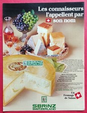 Publicité de Presse Fromage Suisse SBRINZ SWITZERLAND & LA CAISSE D'EPARGNE 1983