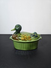 Terrine en faïence émaillée – Canard colvert – Multicolore vert et brun