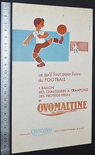 BUVARD 1950 OVOMALTINE LE FOOTBALL CHOCOVO