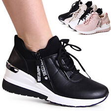 Chaussures Femme Semelle Compensée Baskets Basses Plateforme de Sport Bottines À