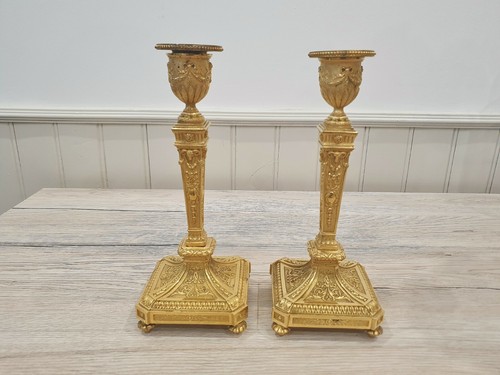 Paire bougeoirs bronze - paire,