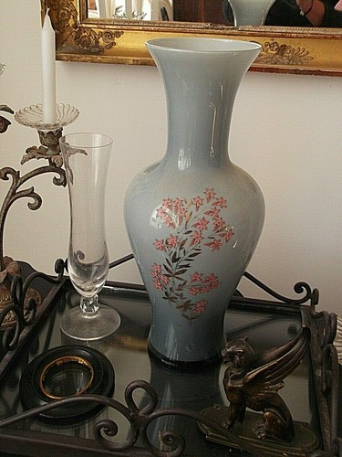 Vintage grand vase opalin bleu - vintage,