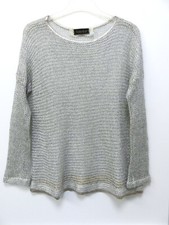 NEUF, Pull KOSMIKA, gris argenté, maille ajourée, Taille 38