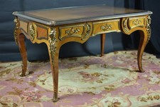 Ancien Bureau Plat Ministre Charles Cressent Louis XV bronze doré Espagnolettes