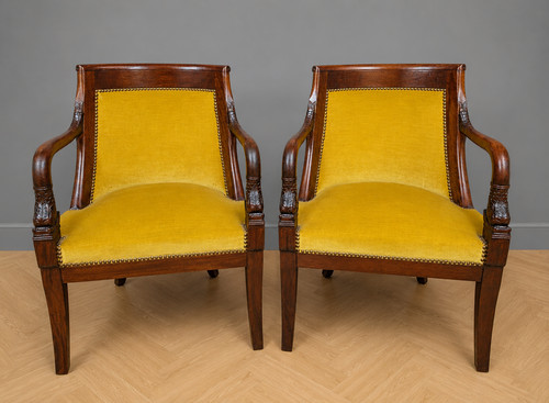 Paire fauteuils empire aux - paire,