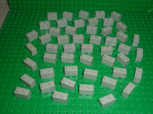 50x lego oldgray bricks - oldgray, 1x2