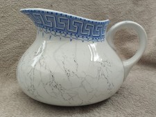 Ancien Broc De Toilette Modèle Athènes en Faïence KG Lunéville Bleu Effet Marbre