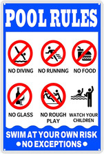 Pool Rules Sign Warning Metal