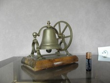 vintage Hotel Desk Bell Ring roon service Reception Shop Foyer wood Brass vtg