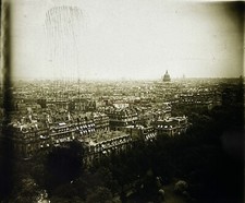 PARIS Vue aérienne prise depuis la Tour Eiffel Photo Plaque c1910 Vintage §n4