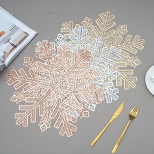 4X Métallique Finir PVC Set de Table Noël Dîner Isolation Thermique Tapis Pad