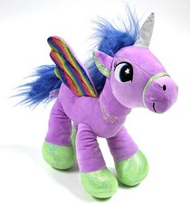 Addo Snuggle Buddies Licorne Pégase Violet Arc-En-Ciel Cheval 14" Peluche BC096