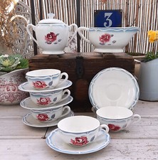 5 Tasses, sucrier, crèmier Sarreguemines Alésia