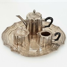 MAGNIFIQUE SERVICE A CAFE VINTAGE 1930 1940 EN METAL ARGENTE 30S 40S 1930 1940S 