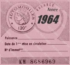 vignette 1964 véhicule collection CITROEN RENAULT PEUGEOT PANHARD NSU CHEVROLET