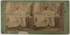 Chambre à coucher Femme Second Empire France Photo Stereo T3n22 Vintage Albumine