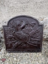 ANCIENNE PLAQUE CHEMINEE SYMBOLES MILITAIRES MILITARIA antique french fireplate