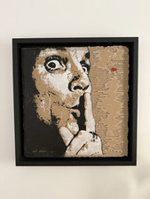 Jef Aérosol - « Chut ! » - Pochoir Sur Carton (œuvre Unique, Signée Et Encadrée)