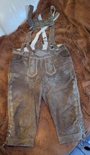 Vintage Short Bavarois en Cuir Lederhose Pantalon Traditionnel Homme Taille 42