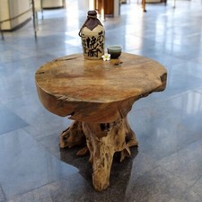 Table D'Appoint En Bois De Racine En Teck 40 / 50 Cm Table Basse En Bois