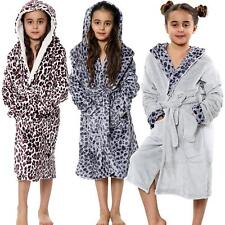 Enfants Léopard Imprimer Peignoir Toison Mou Capuche Plage Robe Filles Garçons