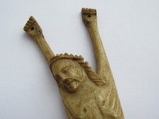 XVIII - Christ Janséniste OS sculpté - ART POPULAIRE  Travail de Berger  - 16 cm