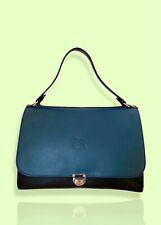 Sac à main GEORGES RECH en vrai cuir - Cartable Noir et Blue avec logo GR