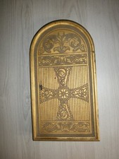 ANCIENNE PORTE DE TABERNACLE/BOIS/CLEF/CERURE/CROIX/22x40x3cm/AUTEL/EGLISE/MESSE