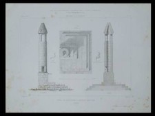 CHATEAU LARCHER, LANTERNE DES MORTS - GRAVURE ARCHITECTURE 1856 - FANAL