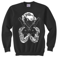Marilyn Monroe tattoo guns bandana sweat shirt Crewneck Pullover Sweatshirt 
