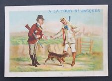 Chromo A LA TOUR St JACQUES  lith APPEL chasseur hunting fusil chasse chien dog