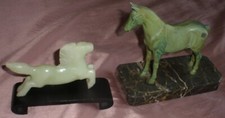 Collection chevaux : Presse papier régule patine bronze + cheval jade ou jadéite