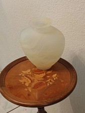 Vase Pâte de Verre Jaune Blanc Marmoréen Art Déco Dlg Hunebelle