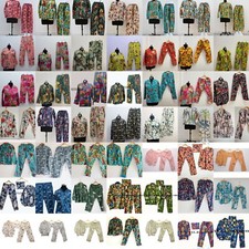 Indien Tout Motif Coton Demoiselle D'Honneur Pyjamas Nuit Set Usure Costume UK