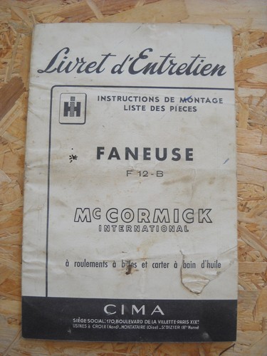 Livret entretien faneuse f - livret,