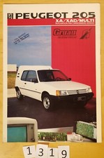 PEUGEOT 205 XA XAD MULTI GRUAU Prospectus 6 pages Fr 1986