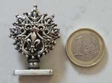 Sceau , cachet fleur de lys Royal en bronze argenté . 19 ème 