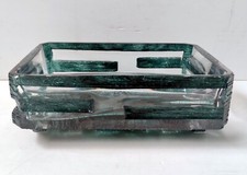 GRANDE COUPE CRISTAL VERT SIGNE DAUM FRANCE MODELE ARGOS  CESAR BALDACCINI 1970