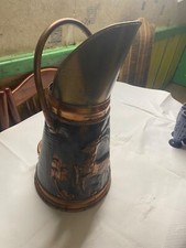 Ancien sceau à charbon ou pot à parapluie  en cuivre décors cerc