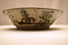 Ancien Chinois Bleu Blanc Ming Dynastie Soupe Assiette Bol Swatow Zhangzhou