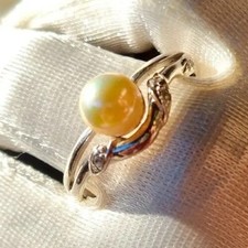 Bague Argent 925 Rhodié poinçon Perle Zircons Taille 65