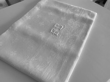 linge ancien Nappe De Mariage Damassé Soie décor Floral DOUBLE Monogramme F C