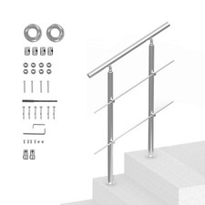 VEVOR Rampe Escalier Main Courante pour Extérieur 80 cm 2 Barres Transversales