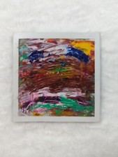 Peinture à l'huile signé A. Costa Rosa à l'interieur d'un papier photo Polaroid