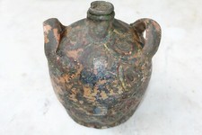  Ancienne Gourde ouCruche "Conscience" à 2 passants Terre Cuite peinte