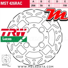 Disque de frein Arrière TRW MST426RAC Honda VFR 800 X Crossrunner ABS RC60 2011