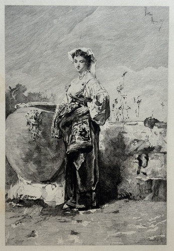 Paysanne italienne gravure eau - paysanne,