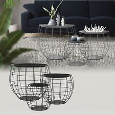Tables d'appoint en métal set de 3 plateau amovible forme pentagonale/ronde
