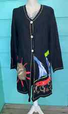 MANTEAU NOIR IMPRIME COULEURS LOUISE DELLA TAILLE MEDIUM